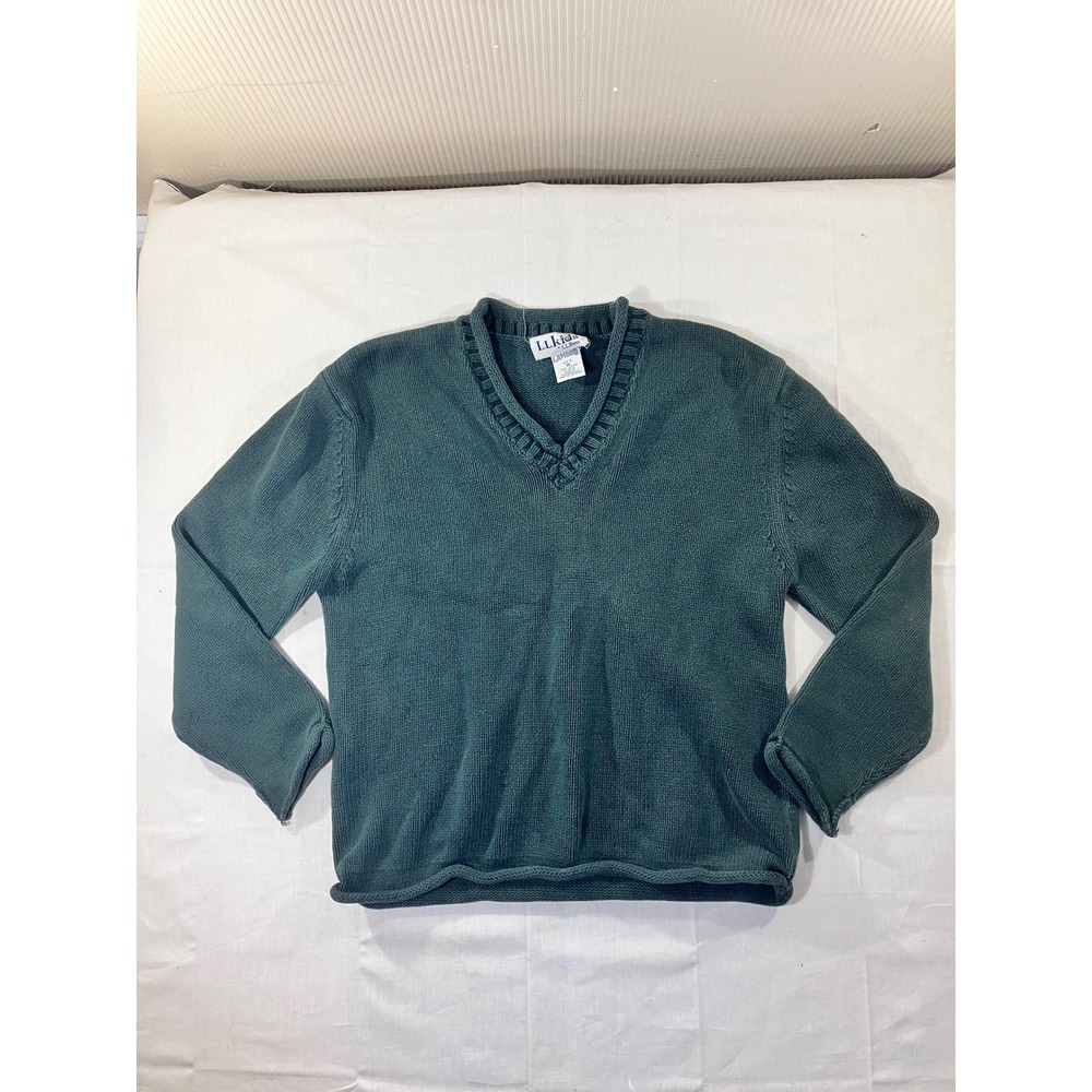 LLKids by LLBean Teal Green V Neck Cotton Sweater Kids Size S‎